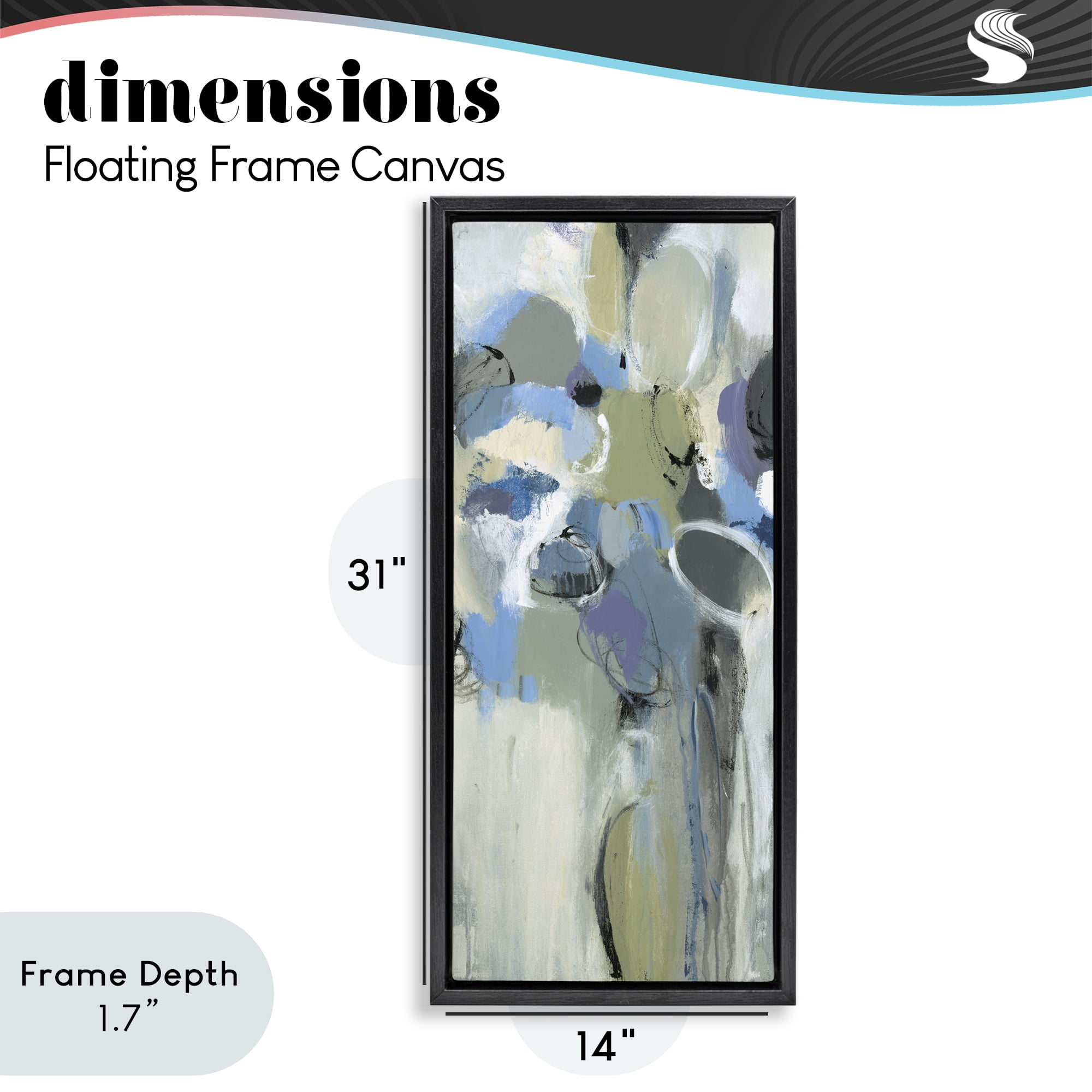 Stupell Industries Beige & Blue Abstraction Black Framed Floater Canvas Wall Art, design by Lisa Ridgers
