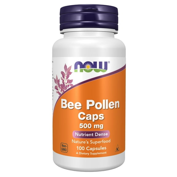NOW Supplements, Bee Pollen 500 mg, Natural Bee Pollen, Nutrient-Dense, 100 Capsules