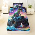 thumbnail image 3 of Homewish Dinosaur Monster Truck Twin Sheets,Vintage Animal Bedding,Blue Purple,3pcs,1 Fitted Sheet and 1 Pillowcase, 3 of 6