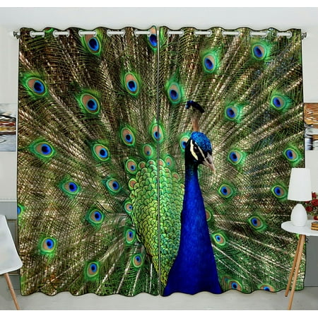 Zkgk Peacock Feathers Window Curtain Drapery Panels Treatment For