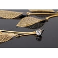 thumbnail image 3 of Finos Aretes Largos Hojas Filigrana Swarovski Oro 14k Lam dorado Unitalla, 3 of 3
