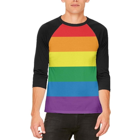 Rainbow Gay Pride Flag Mens Raglan T Shirt