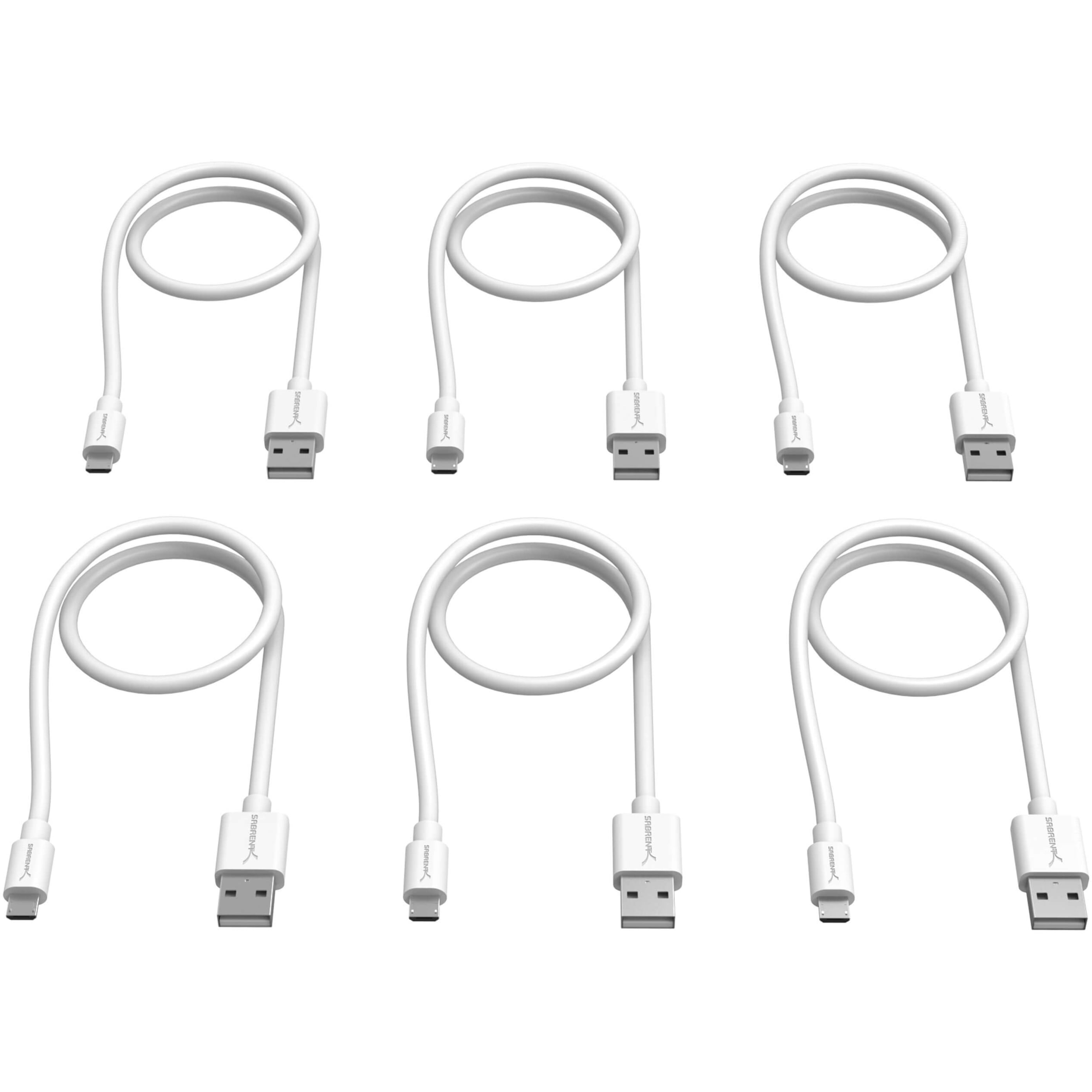 SABRENT [6Pack] 22AWG Premium 1ft Micro USB Cables High Speed USB 2.0
