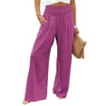 thumbnail image 1 of Avamo Pantalon Palazzo à Jambe Grand Taille Haute pour Femme, Rouge Rose, P, 1 of 4