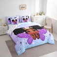 thumbnail image 3 of jejeloiu Cartoon Black Princess 7-Piece Twin Bedding Sets,Chic Wings Crown Bedding Comforter Set,Black Blue Purple Sheet Sets For Girls Kids,Ultra Soft Home Decor Reversible, 3 of 8
