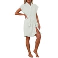 thumbnail image 4 of INSPIRE CHIC Women's Short Sleeve Terry Towel Bathrobe Absorbent Spa Wrap with Adjustable Belt for Shower & Beach One Size Green, 4 of 6