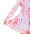 thumbnail image 6 of Allegra K Women's Floral Print V Neck Ruffle Front Casual A-Line Dress, 6 of 7