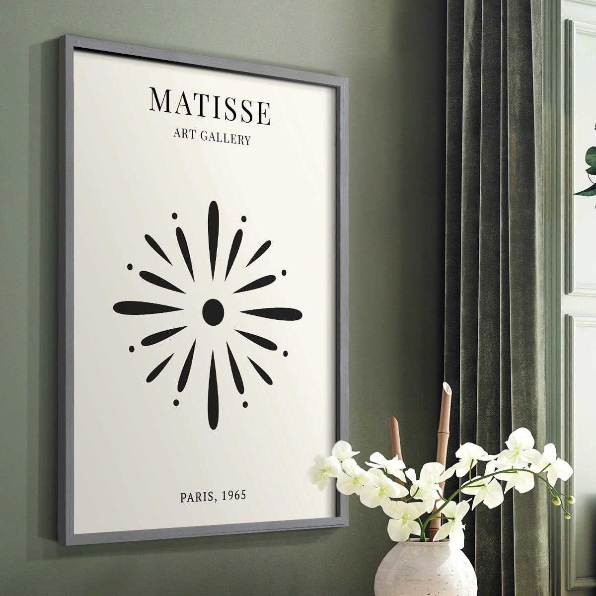 Matisse CXLI Framed Print in Gray Solid Wood 22 x 28 Framed Print