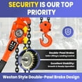 thumbnail image 3 of 13200LBS 20FT Lever Chain Hoist, 6 Ton Heavy Duty Capacity, Dual G80 Hooks, Double-Pawl Brake & 360° Rotation. Ideal for Warehouse, Building, Automotive & Industrial Machinery, 3 of 8
