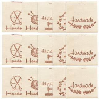 Handmade Label Tags,DIY Handmade Tags Woven Label Sewing Craft, Embossed  Patch Sew on Labels,Cloth Heart Tags DIY Crochet Knitting Garment,Hand Made  Engraved Tag 