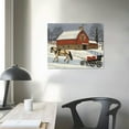 thumbnail image 3 of RUIYC Dashing Through The Snow by Billy Jacobs 16x12 Horse Drawn Sleigh Brick Barn Snow Snowing Winter Art Print Picture, 3 of 4