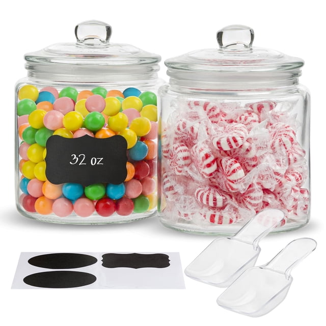 Frascos de almacenamiento de vidrio KoOk de 32 oz (960 ml) con tapas, juego de 2