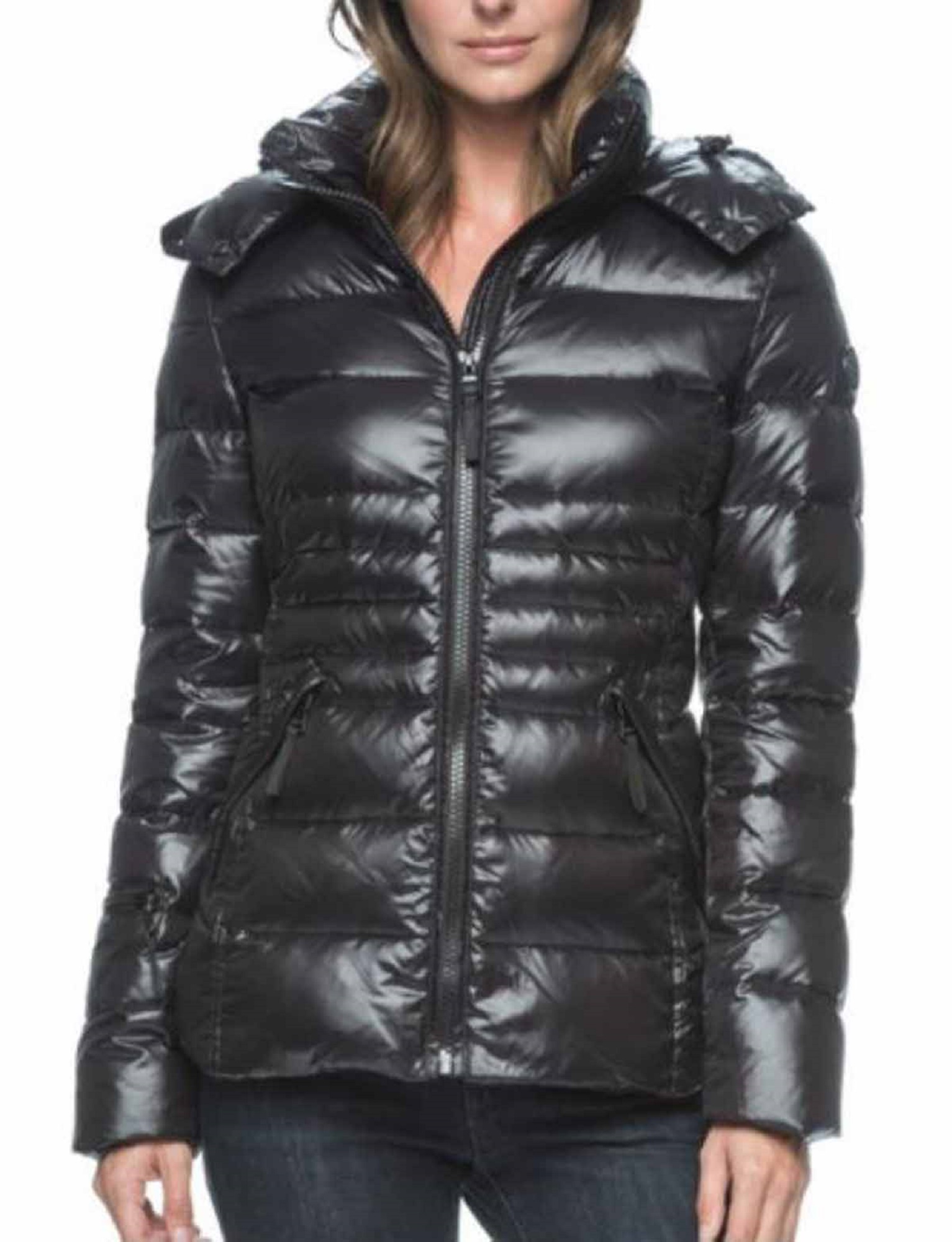 Andrew Marc Womens Down Puffer Jacket with Detachable Hood Black Large Walmart
