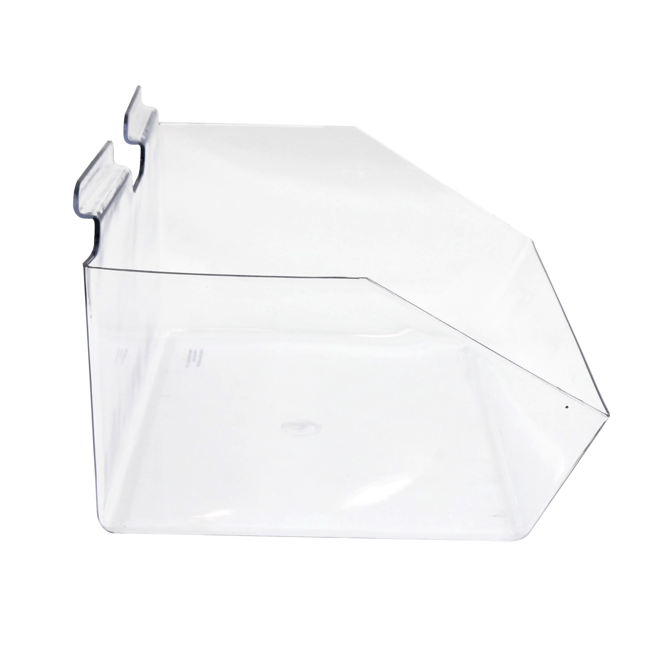SSWBasics Clear Plastic Dump Bin for Slatwall (Set of 2) - 12" x 5.5" x 9.5" - Retail Display Organizer - Perfect for Retail Stores  Shops  and Merchandising Display