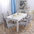 thumbnail image 2 of Dining Chair Cover Set of 6 Stretch Spandex Short Dining Chair Protective Cover Removable Chair Protector Decorative Seat Covers for Dining Room Wedding Banquet Party (Grey+White), 2 of 8