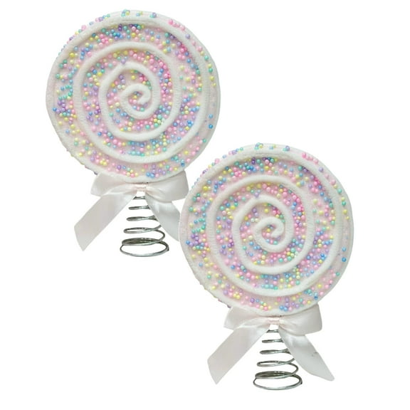 2Pcs Pastel Christmas Tree Candy Topper - Foam Lollipop Candyland Christmas Tree Ornaments, for New Year Xmas, Christmas Decorations