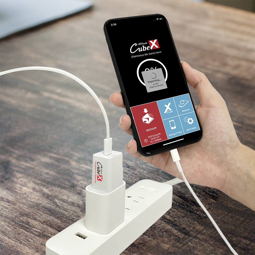 PIODATA iXflash Cube 128GB iphone ipad 対応 フォト ストレージ デバイス MFi認証 USB Typ : Piodata iXflash Cube 128GB Photo Storage | Apple MFi