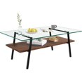 thumbnail image 7 of BISHE Rectangle Coffee Table, Tempered Glass Tabletop with Black Metal Legs, Modern Table for Living Room , Transparent Glass, 7 of 7