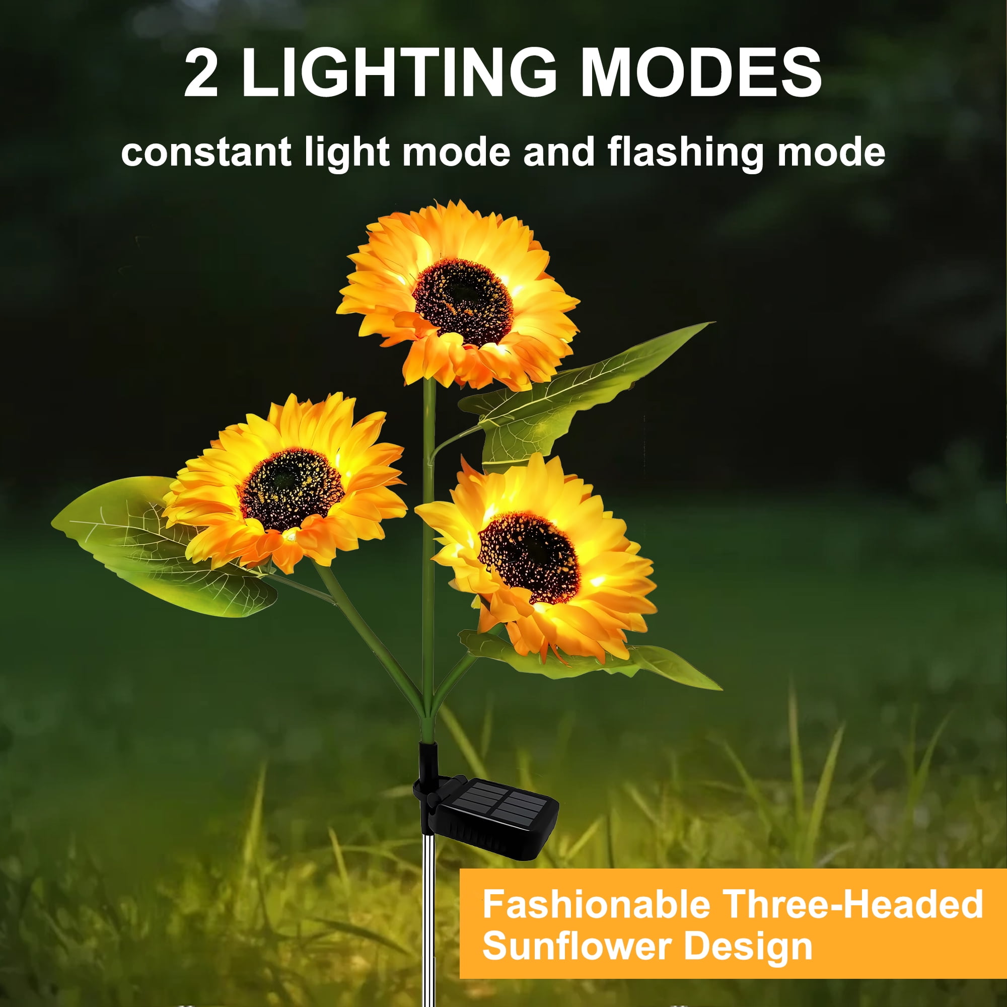 DAYBETTER 2Pack Sunflower Solar Lights, Solar Powered Outdoor Lights with 2Modes, IP65 Waterproof, Auto on/off Solar Outdoor Lights for Patio, Garden Decor, Mother's Day