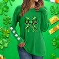 thumbnail image 4 of YueHuiYing Women's St. Patricks Day Loose Fit Sweatshirt Irish Clover Print Long Sleeve Pullover Shamrock Round Neck Shirt Tops, 4 of 6