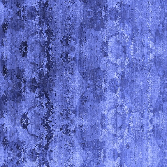 Ahgly Company Machine Washable Indoor Square Oriental Blue Industrial Area Rugs, 8' Square