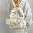 thumbnail image 6 of Cat Print School Backpack, Cute Aesthetic Backpack with Drawstring Side Pockets&Pendant, Lightweight Breathable Bookbag for Shopping Work Dating Daily Use, Yellow, 6 of 9