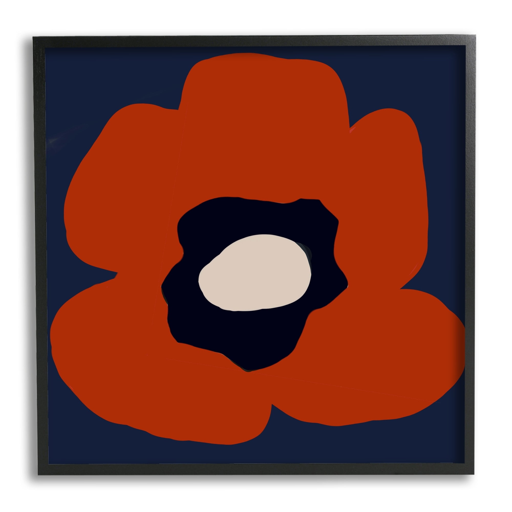 Stupell Industries Bold Red Flower Blossom Modern Geometric Shapes Graphic Art Gray Framed Art Print Wall Art, Design by Deborah Velasquez