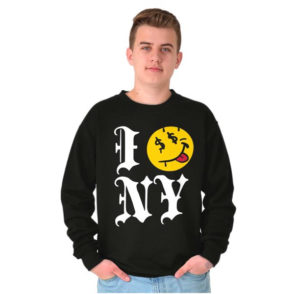 I Love NY Tongue Out Money Eyes Face Sweatshirt for Men or Women Brisco Brands S