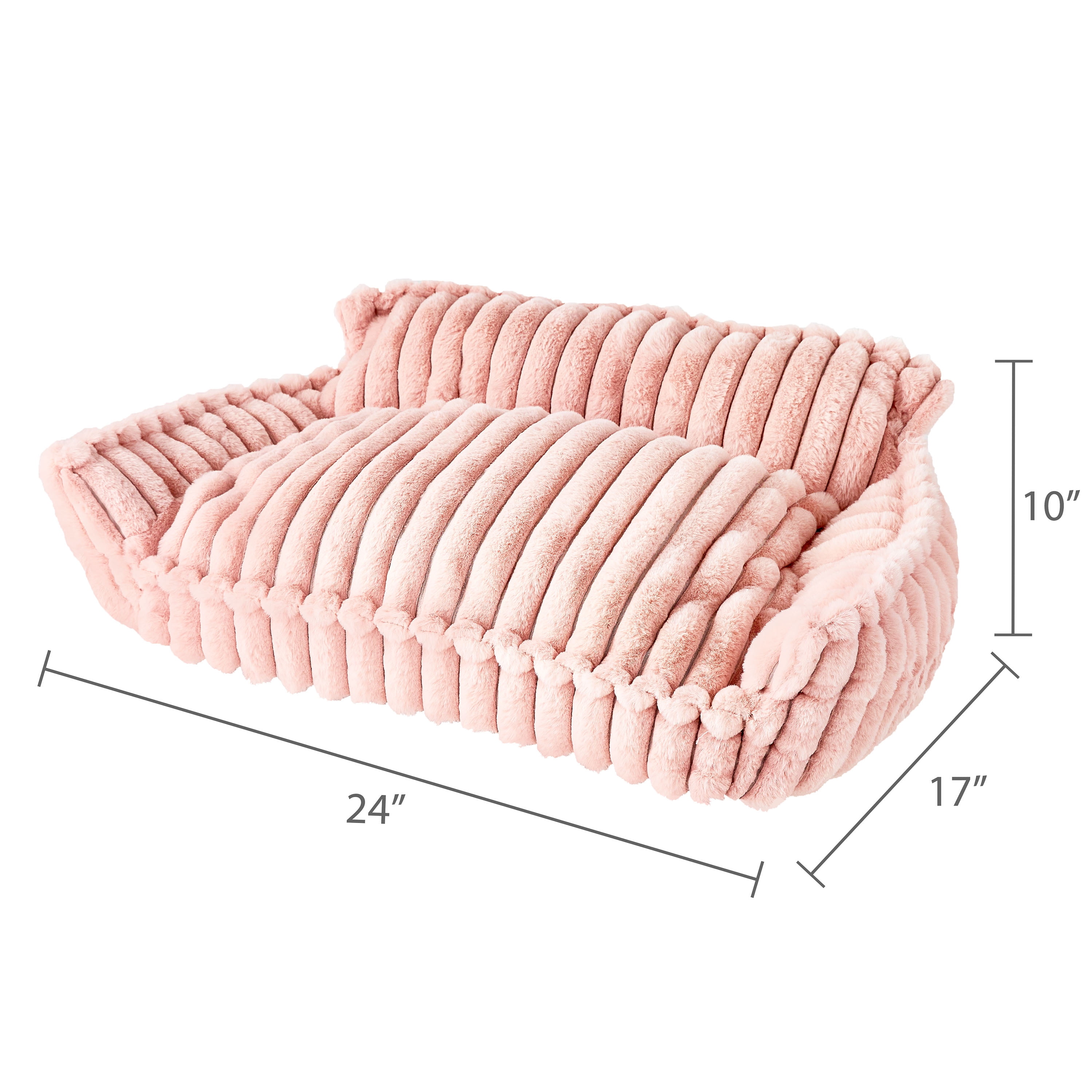 Vibrant Life Small Plush Cord Sofa Style Dog Bed, Pink, 17" x 24"