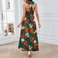 thumbnail image 2 of Easter Dresses For Women, Hawaiian Halter V Neck Floral Backless Bohemian Beach Flowy Maxi Dress Sexy Cocktail Women Black Dress Formal Gowns And Evening Dresses Maxi (S, Dark Green) ZMTing, 2 of 5