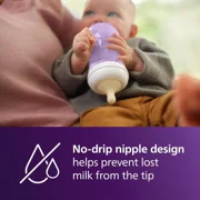 Philips Avent Natural Baby Bottle With Natural Response Nipple, Purple, 9oz 4pk, SCY903/34