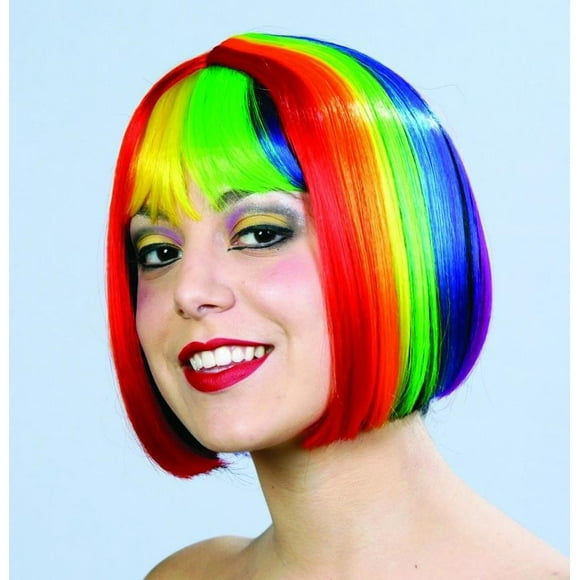 Rainbow Pride Multi Color Costume Bob Wig One Size