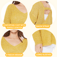 thumbnail image 2 of YEMAK Women's Long Sleeve V-Neck Back Cutout Casual Knit Pullover Sweater MK8144-IVR-M, 2 of 7