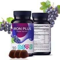 LIVS Iron Plus Gummies : Iron Supplements Supports Energy and Focus Levels, Multivitamins Gummy : Grape Flavor 90 Gummies