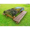 thumbnail image 1 of Farmland Outdoor Tablecloth, Artsy Idyllic Scene with Tree Trunk Plank and Snow Mountain Range the Alps Photo, Decorative Washable Fabric Picnic Table Cloth, 58 X 84 Inches,Green Blue, by Ambesonne, 1 of 2