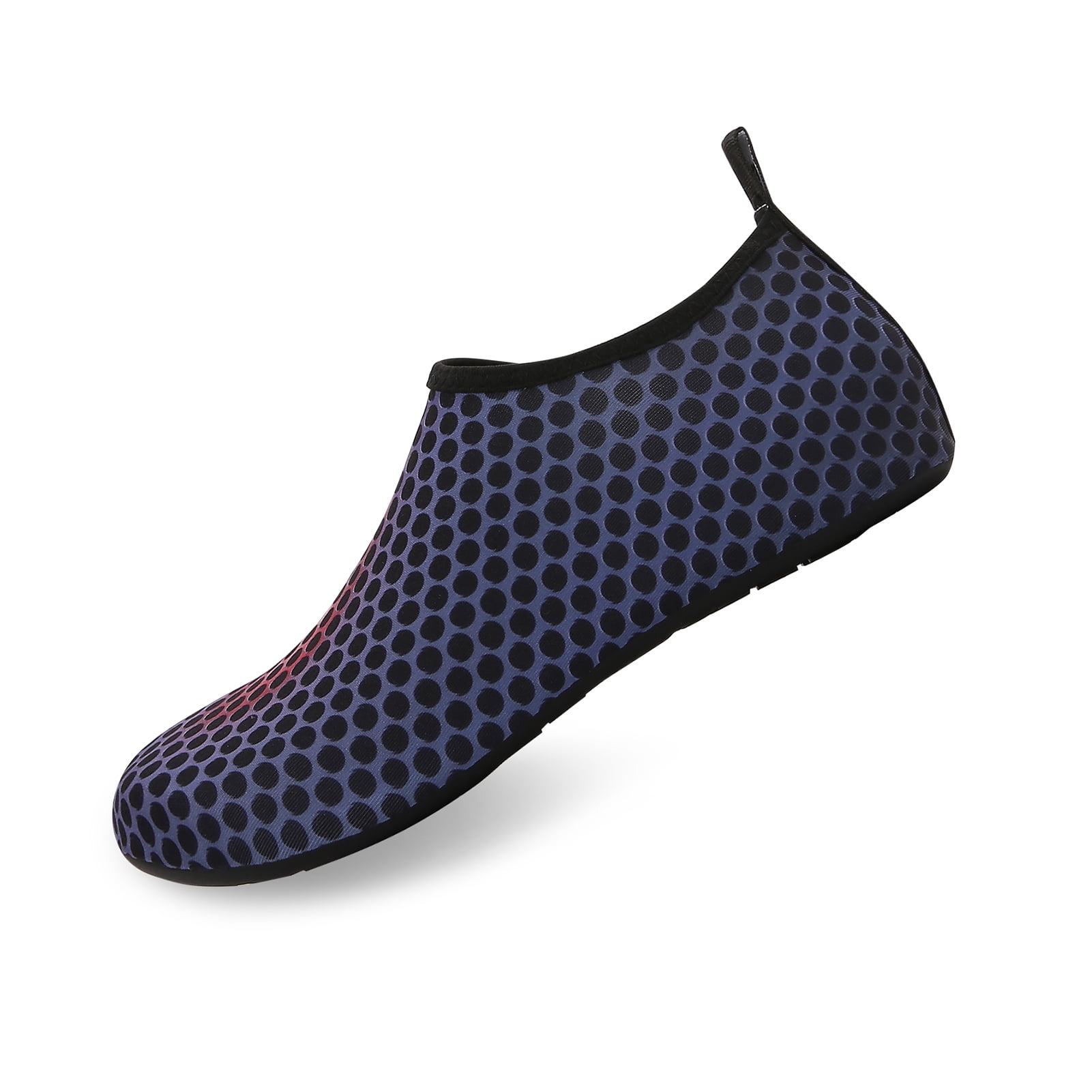 Men and Women a Slip On Barefoot Quick-Dry Beach Aqua Yoga Water Shoes (Black Dots/Purple, 7.5-8.5 Women/6.5-7.5 Men)