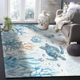 thumbnail image 5 of Area Rugs Indoor Non-Slip Rectangle Rug 2x3 Ft Blue Ocean Sea Turtle Octopus Starfish Coral Seashell Rug Rubber Backing Floor Mats Non Shedding Home Decor Carpet for Living Room Entryway, 5 of 8