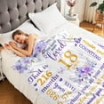 thumbnail image 3 of 18th Birthday Blanket Gifts, 18 Years Old Purple Floral Gift for Girls, 18th Birthday Decorations for Daughter Friends, 18th Bithday Soft Throw 50 * 60in Blanket, 3 of 5