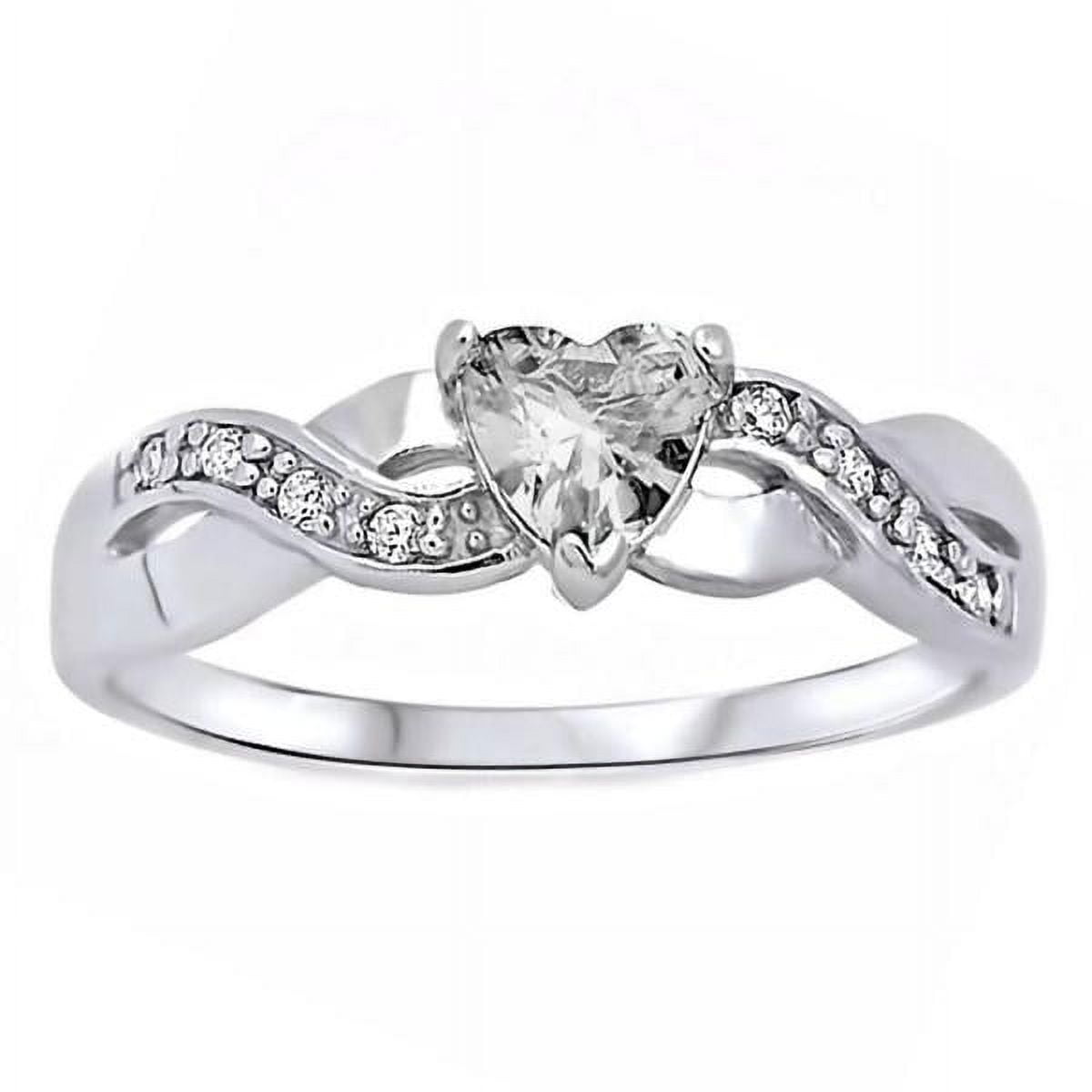 Pabla: 0.6ct Heart-cut Ice on Fire CZ Crossover Infinity Promise Ring Sterling Silver sz 5.0
