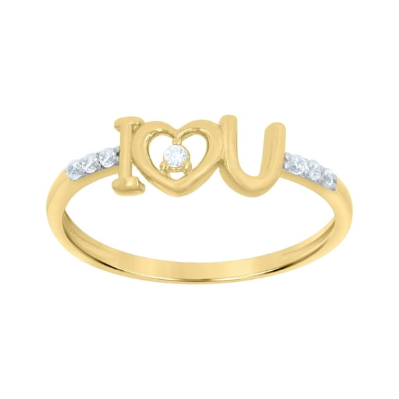 10kt Real Two-Tone Gold Womens Cubic-Zirconia I Love U Heart Love Ring