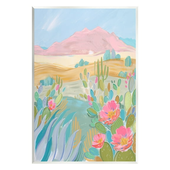 Stupell Desert Canyon Vivid Cacti Plants Landscape Painting Wall Plaque Unframed Art Print Wall Art