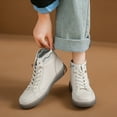 thumbnail image 5 of Lovskoo 2024 Ankle Boots for Women High Top Shoes Round Toe Platform Slip On Fall Heeled Short Boots Shoes Gray, 5 of 6