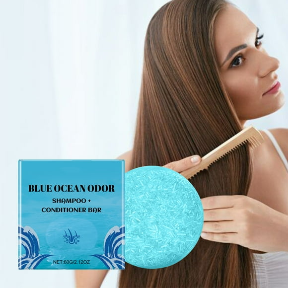 Deals of The Day Clearance! Shampoo and Conditioner Bar, Natural Look and Shine for Normal Hair, Purifying Blue Oceans Bar, 60g