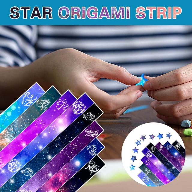 Xihbxyly Tiras de Papel con Forma de Estrella, Papel Plegable Colorido para Manualidades, Fácil de Doblar, Arte Creativo En Papel, Divertido para La Coordinación Ojo-Mano, Suministros Multiusos para