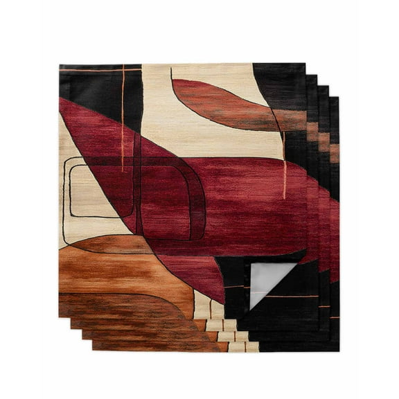 nqOlkjepod Red Burnt Orange Cloth Napkins Set of 4 Reusable Dinner Napkins, Geometric Boho Modern Abstract Cocktail Napkin Washable Table Napkins for Wedding/Holiday Party/Baby Shower 20"x20"