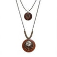 thumbnail image 4 of Wooden Alloy Vintage Leather Rope Sweater Chain Cotton Hemp Garment Pendant Long Ladies Necklace-F-type Pixiu, 4 of 6