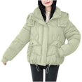 thumbnail image 6 of Winter Warm Coats for Womens Fashion Plus Size Solid Color Hooded Jacket, 6 of 9