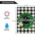 thumbnail image 6 of Boxwood Wreath Welcome Spring Flag 28 x 40 Double Sided, Burlap Buffalo Check Plaid Winter House Flags Rustic Farmhouse Spring Winter Yard Garden Decor, Large Welcome Flag, 6 of 6