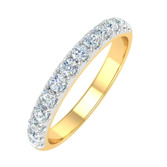 1/2 Carat Round Diamond Wedding Band Ring in 14K Yellow Gold (Ring Size 4.75)