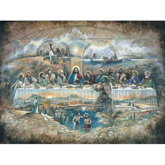 Jigsaw Wooden puzzle 300 pieces Jigsaw Puzzle for Adults – Last Supper - Religious Jigsaw Puzzle by Artist Ruane Manning Completed Puzzle